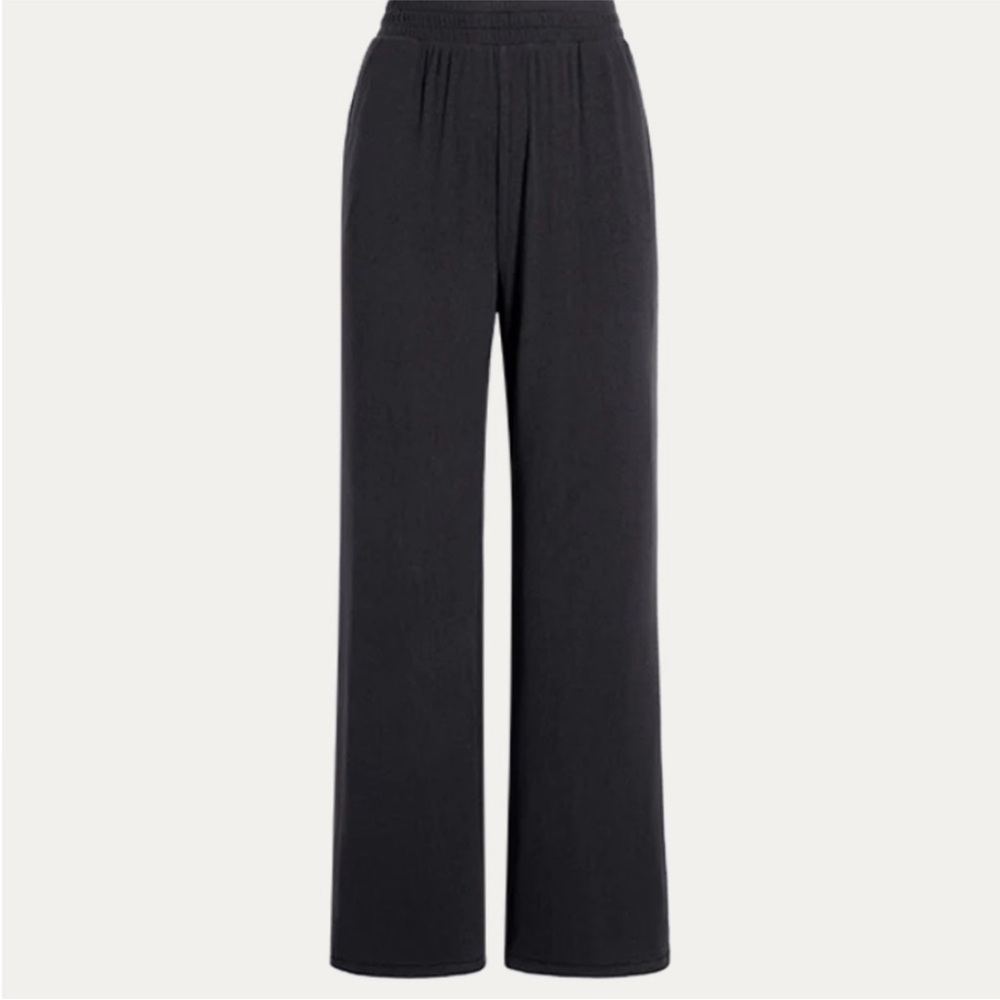 Nuuds Slinky Rib Wide Leg Pant, Black, Small